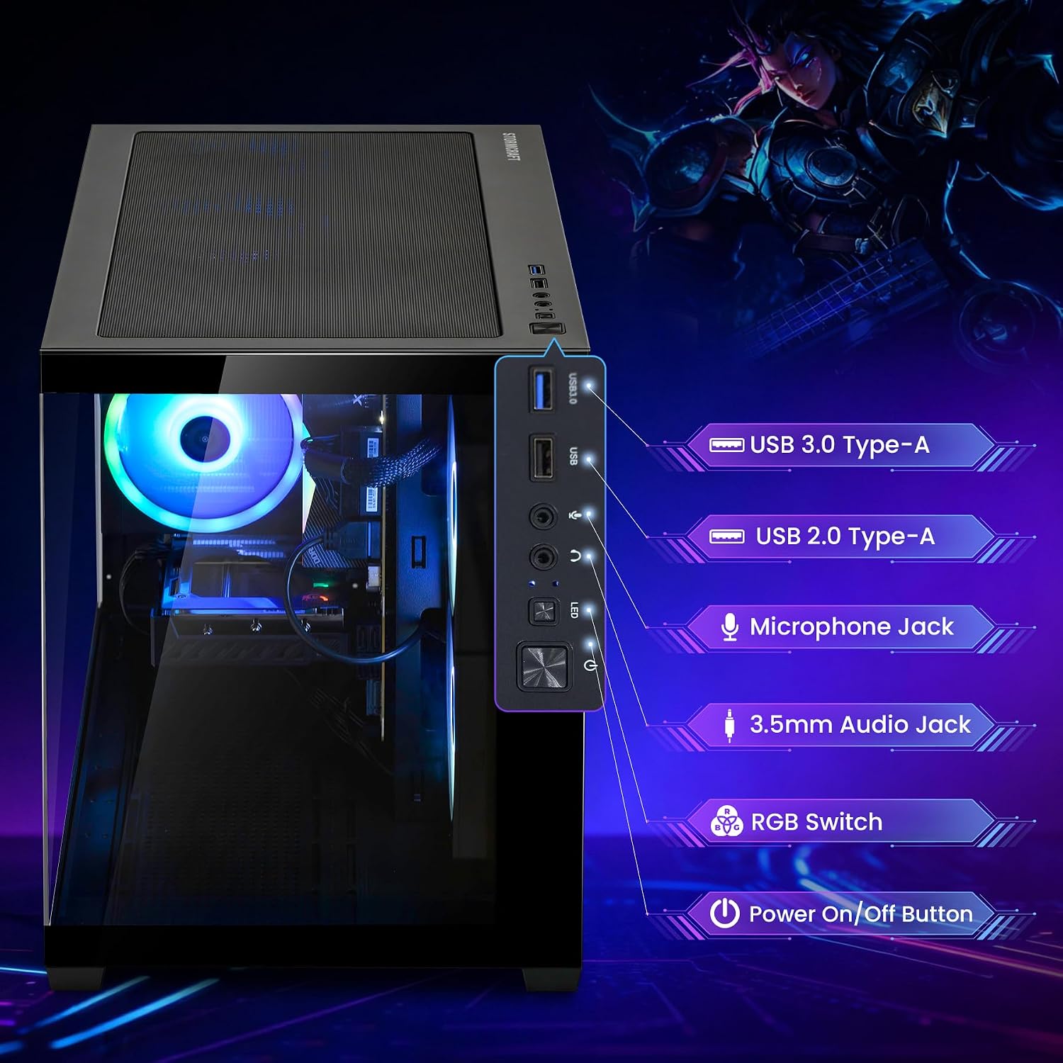 STORMCRAFT Sirius Gaming PC Desktop Computer i7 14700F CPU,GeForce RTX 5070 12GB GPU,32GB DDR5 RGB 6000MHz RAM,1TB SSD,B760 Motherbaords,850W Power Supply,USB C Port,Wi-Fi,Bluetooth,Win 11 Home