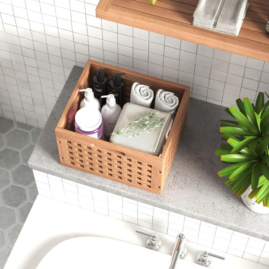 AquaTeak Grate Large Teak Storage Bin