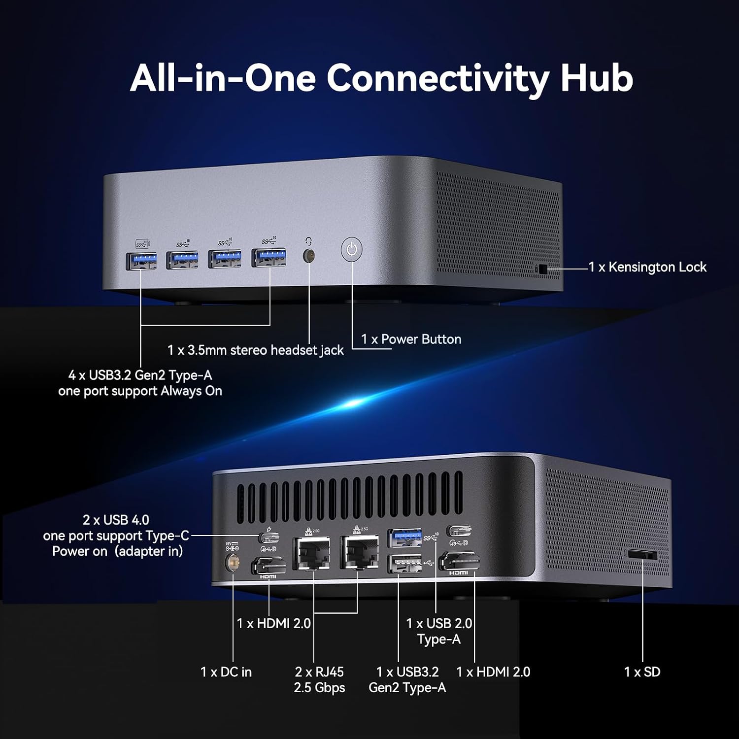 GEEKOM GT13 MAX Powerful AI Mini PC, with Intel 14th Core Ultra 9 185H |16GB RAM＆1TB NVMe SSD|Intel Arc Graphics|2.5G LAN|WiFi 7 |8K Video Editing|Windows 11 Pro|3-Year Warranty|SD Solt