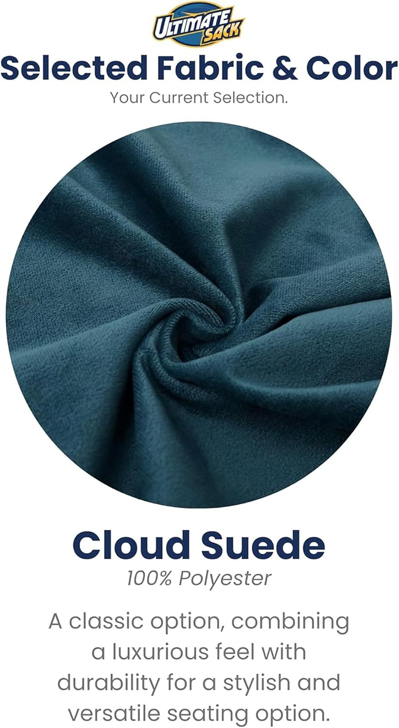 Ultimate Sack 6000 6-Foot Bean Bag Chair, Cloud Suede Cover – Oversized Foam Lounger, Floor Seat, Small Sofa, or Couch Bed for Living Area, Gaming Room, or Reading Lounge