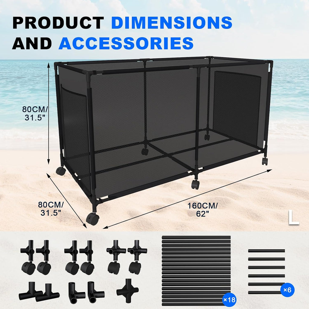 Version 2 Metal Pool Storage bin,Poolside Storage Organizer,Holder for Outdoor, Pool, Patio, Garden,Organizer for Toys, Floats, and Swimming Equipments,2-Size (LARGE)