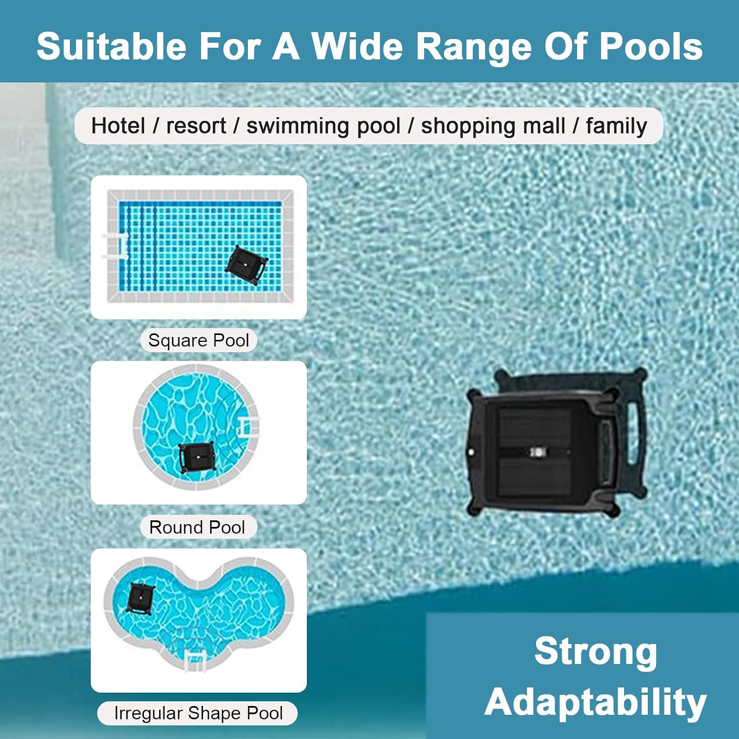 Upgrade Pool Float Cleaner, Cordless Solar Pool Skimmer Cleaner, Dual Charging with Solar/Charger + Automatic Obstacle Avoidance, 2500 mAh Battery for Max Cleaning Area of 80 M²