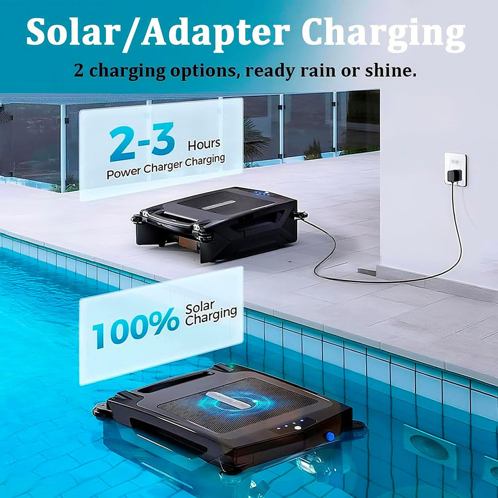Automatic Solar Pool Cleaner Dual Mode ＆ Overnight Continuous Cleaning, Pool Skimmer Robot, for Pools Automatic Pool Cleaning Robot