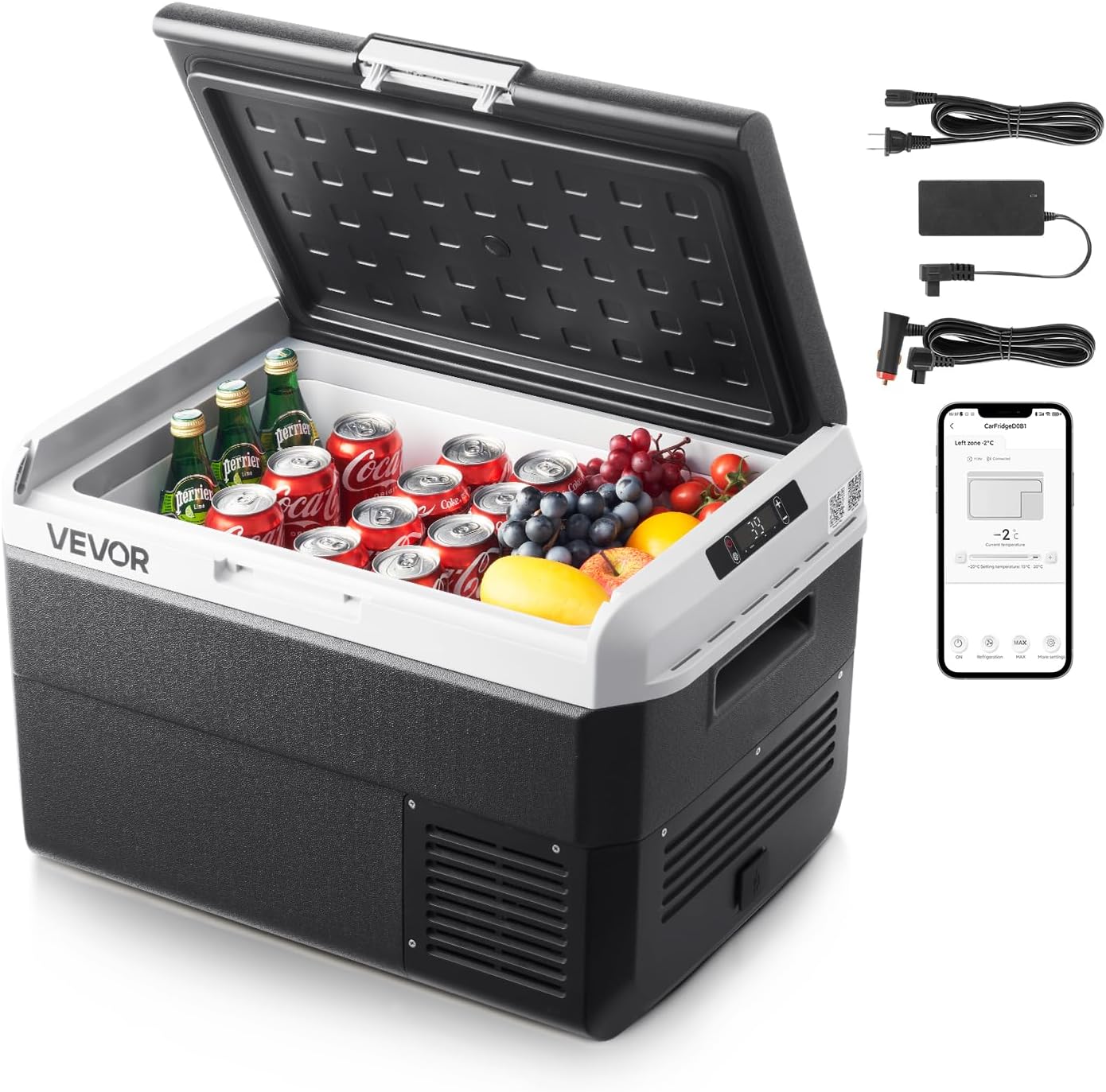VEVOR 12 Volt Car Refrigerator, 42.3QT/40L Car Fridge, Portable Electric Cooler with -4℉~68℉ Adjustable Temperature, 12/24V DC and 100-240V AC Compressor Freezer for Outdoor, Camping, Travel, RV