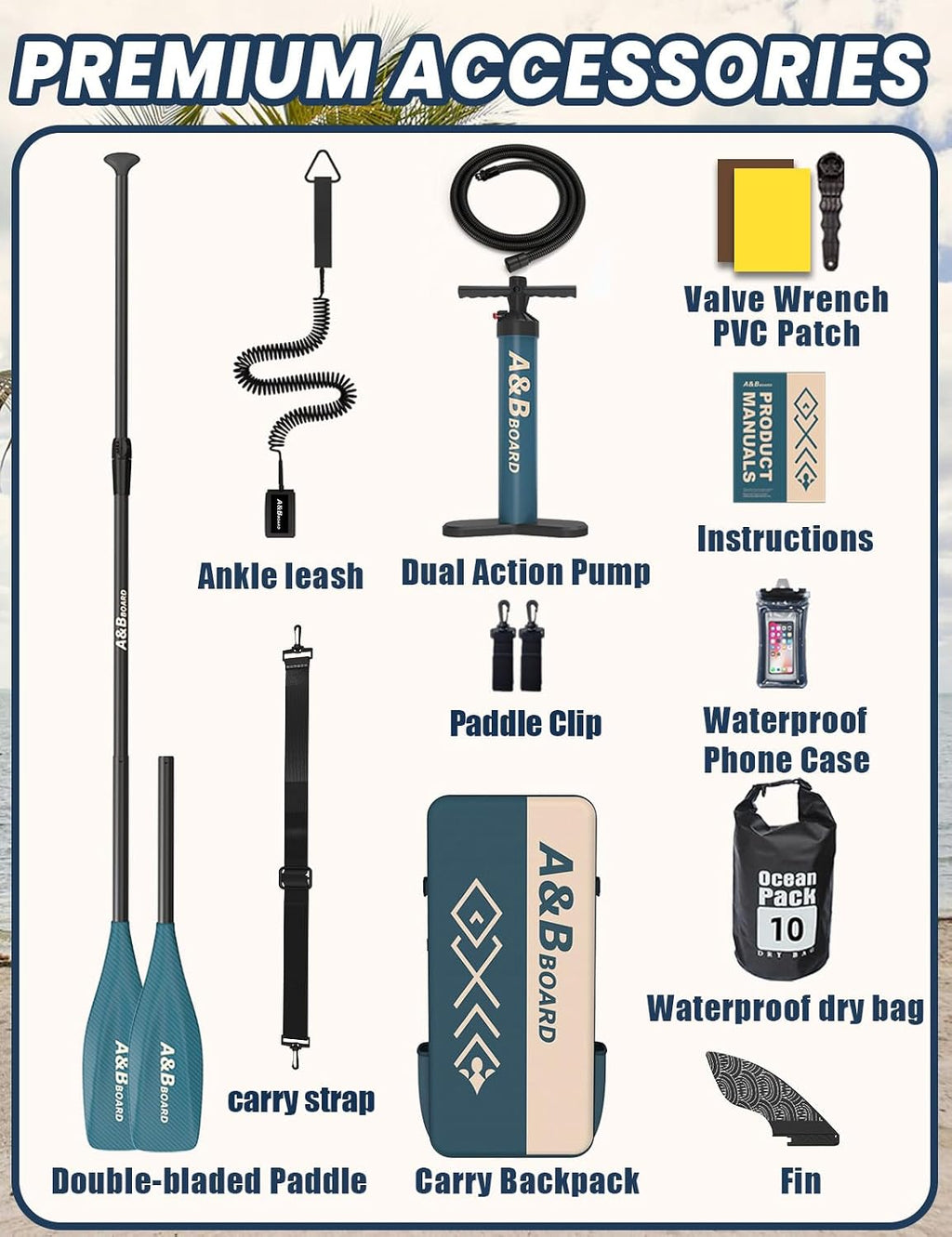 ABBOARD Inflatable Stand Up Paddle Board - Extra Wide Fishing Paddleboard with Sup Accessories Youth/Adults