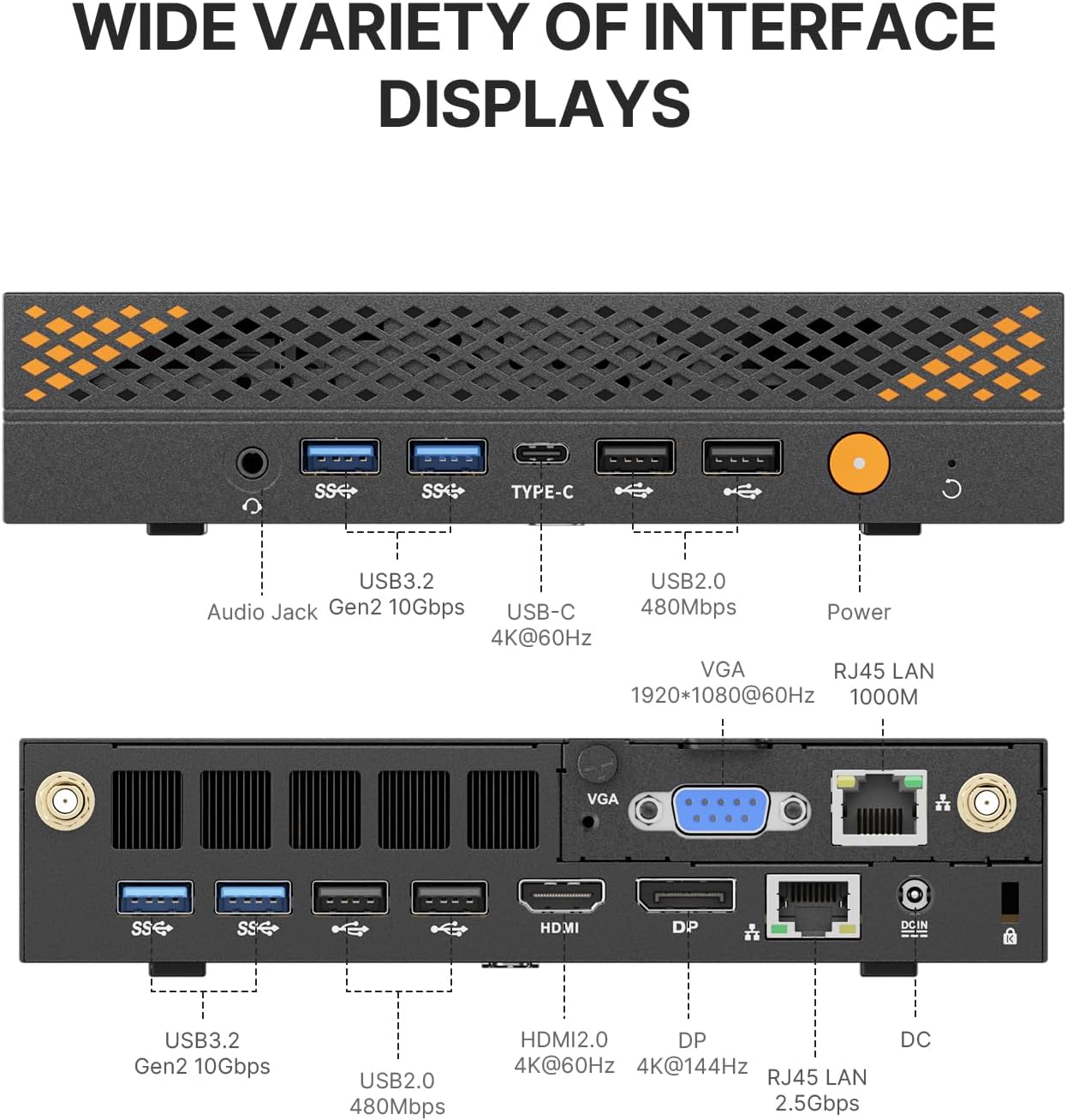 AG3 MIini PC with i9-13900HK 14C/ 20T, 32GB DDR5, 1TB SSD, Wi-Fi 6, BT 5.2, Dual LAN, Quad Display, HDMI/DP/USB-C/VGA Mini Desktop Computer