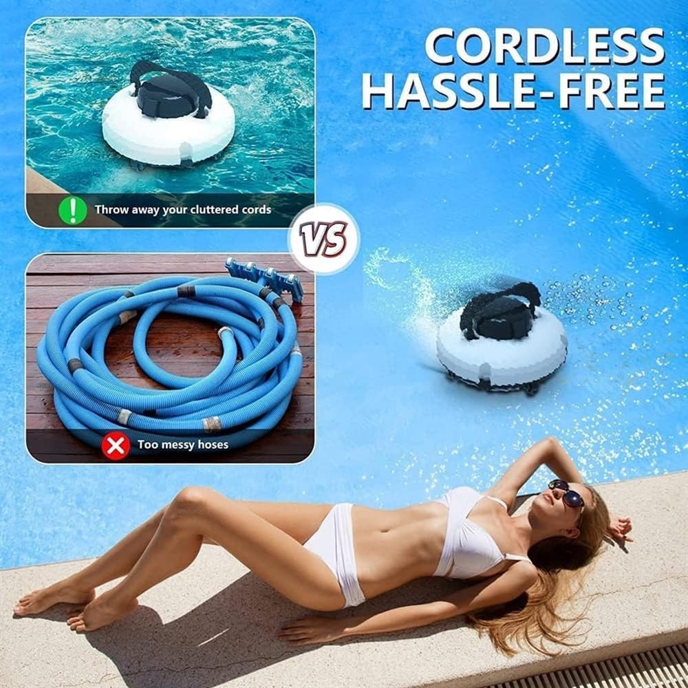 Cordless Automatic Pool Cleaners, 120 Minutes Wall Climbing Pool Cleaning Robot, Fully Automatic Pool Vacuum Cleaner with Upgraded Ultra-Fine Filters