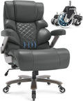VUZI 700lbs Big and Tall Office Chair-Large Computer Chair with Adjustable Lumbar Support 3D Flip Arms Plus Size Wheels, High Back Executive Desk Chair, Heavy Duty Metal Base, Thick Padded Wide Seat