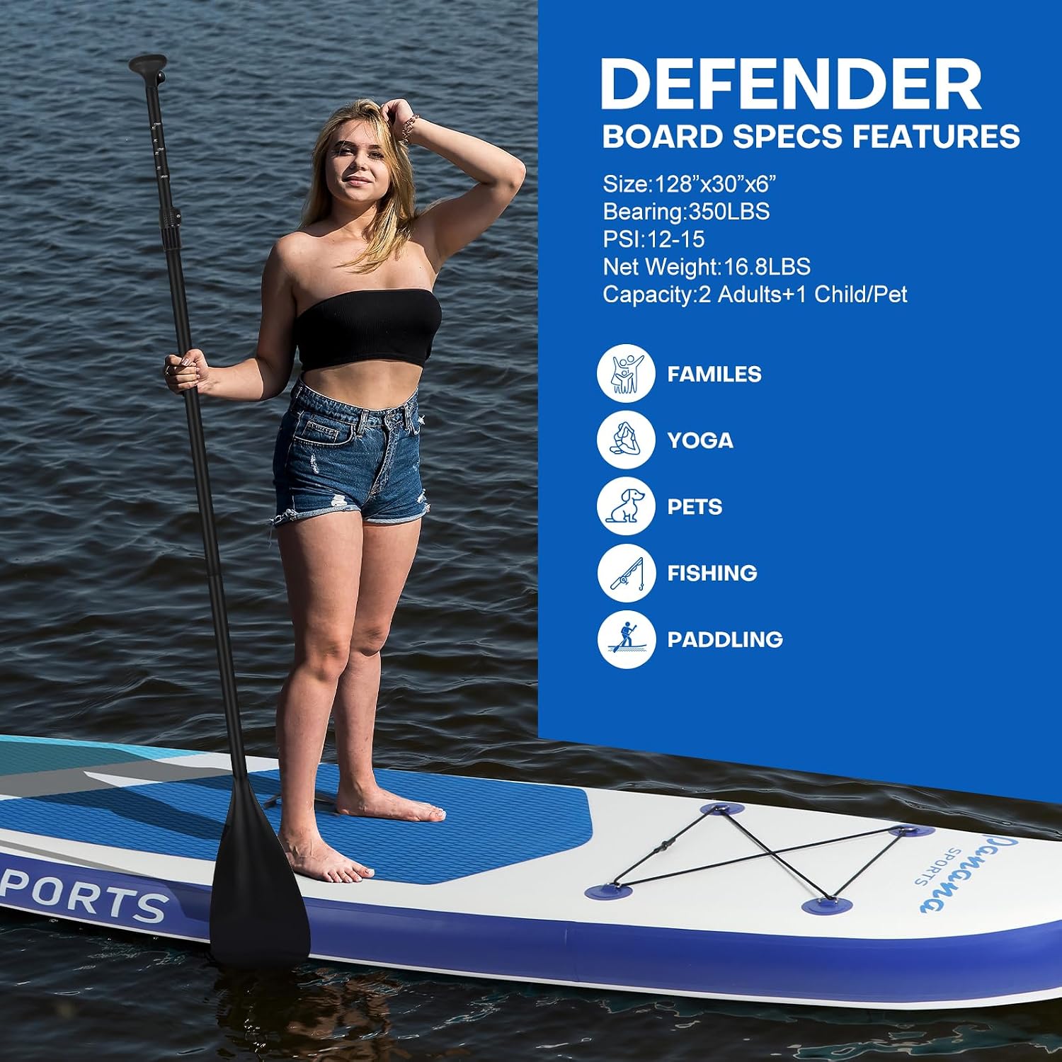 Panana Inflatable Stand Up Paddle Board, 10' SUP Paddleboard Kayak, Blow Up Paddle Boards for Adults Youth with Accessories Kit Anti-Slip EVA Deck