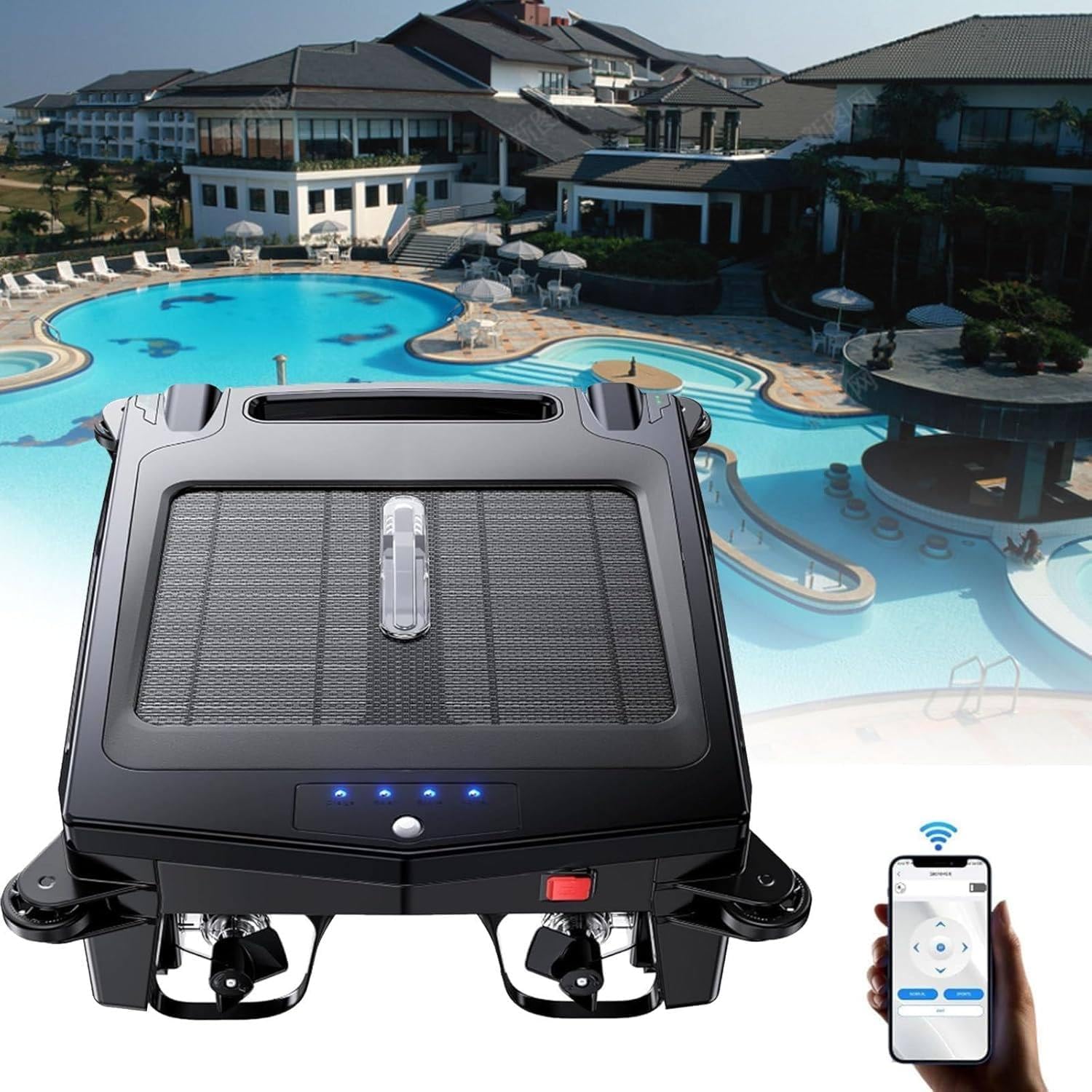 Pool Surface Cleaning Robots with Dual Charging Mode, App Control, Cordless Auto-Cleaning, Intelligent Steering Function, 3.4l Large Debris Bag