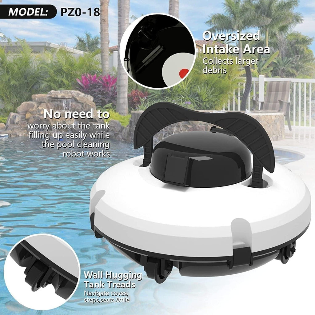 Cordless Pool Vacuum Cleaner Lasts 120 Mins, Pool Cleaning Robot Fully Automatic Pool Vacuum Cleaner with Dual-Motor, Self-Parking,White