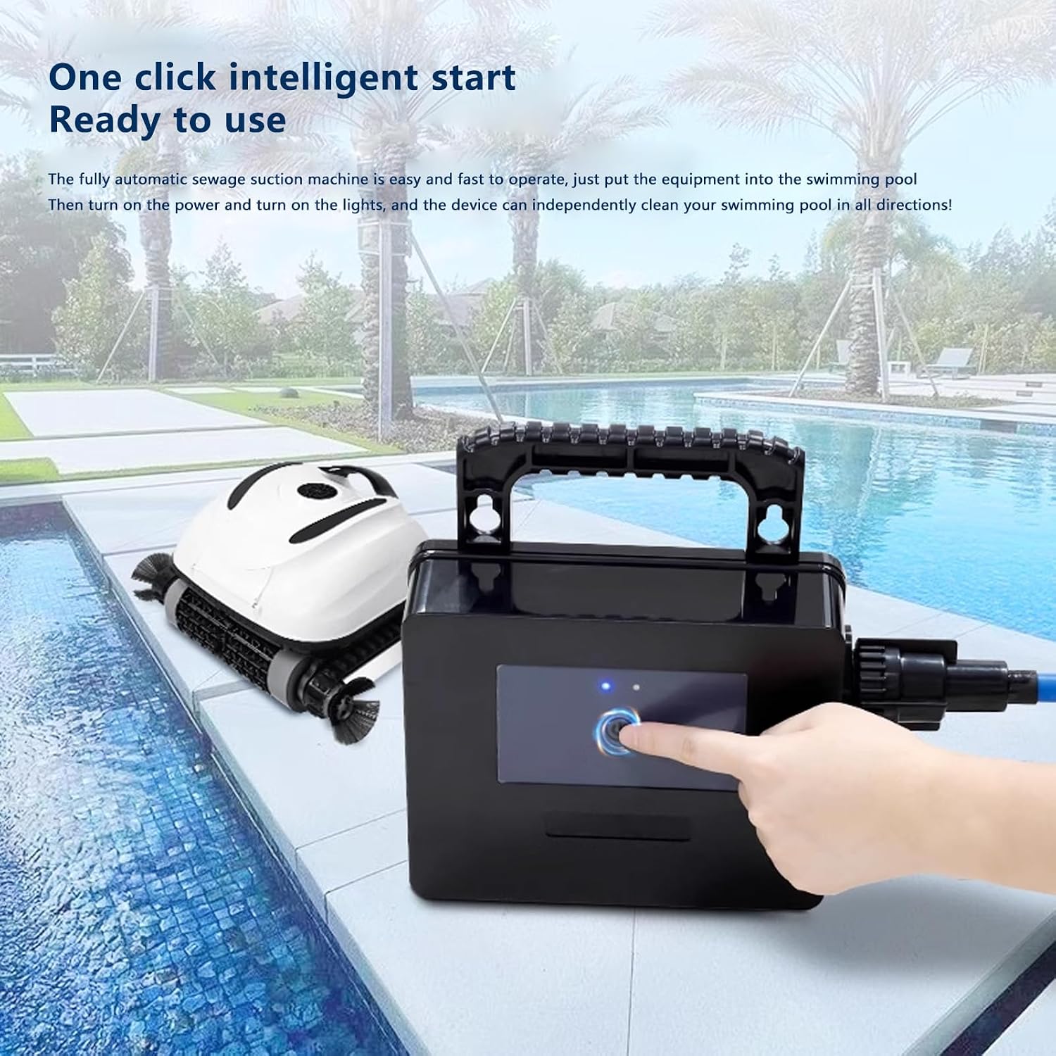 Automatic Pool Cleaner,Pool Cleaning Robot with Wall Climbing,Cordless Robotic Pool Vacuum,Suitable for Walls and Floors of 6458 Square Feet Pool
