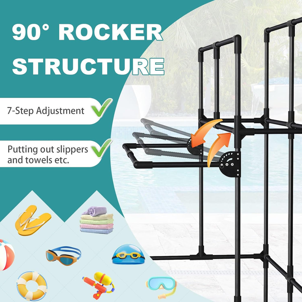 Pool Storage bin,Poolside Storage Organizer,Double Deck,Holder for Outdoor, Pool, Patio, Garden,Organizer for Toys, Floats, and Swimming Equipments,2-Size (Medium)