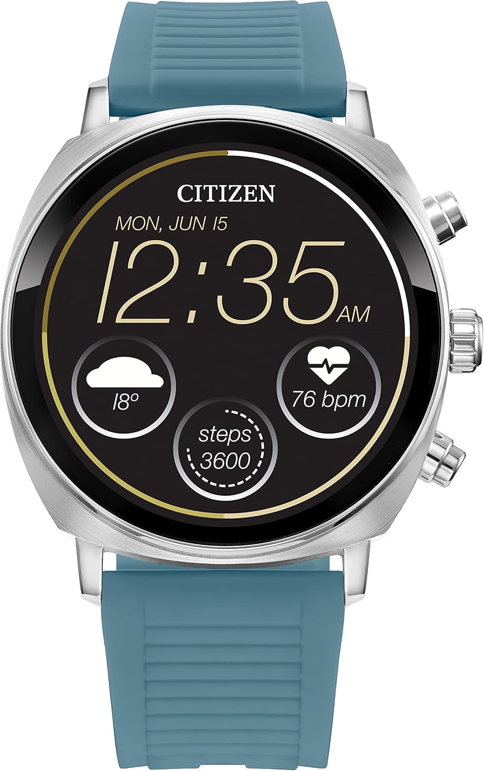 Citizen CZ Smart PQ2 41MM Unisex Smartwatch with YouQ App with IBM Watson® AI and NASA Research, Wear OS by Google, HR, GPS, Fitness Tracker, Amazon Alexa™, iPhone Android Compatible, IPX6 Rating