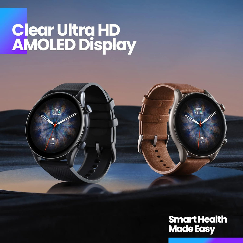 Amazfit GTR 3 Pro Smart Watch for Android iPhone with Bluetooth Call Alexa GPS WiFi, Men's Fitness Tracker 150 Sports Modes, 1.45'AMOLED Display, Blood Oxygen Heart Rate Tracking, Waterproof, Black