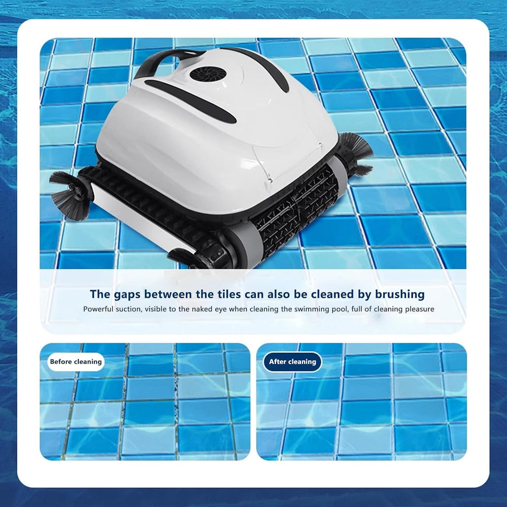 Automatic Pool Cleaner,Pool Cleaning Robot with Wall Climbing,Cordless Robotic Pool Vacuum,Suitable for Walls and Floors of 6458 Square Feet Pool