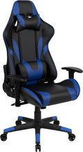 Flash Furniture X20 Gaming Chair Racing Office Ergonomic Computer PC Adjustable Swivel Chair with Fully Reclining Back in Blue LeatherSoft