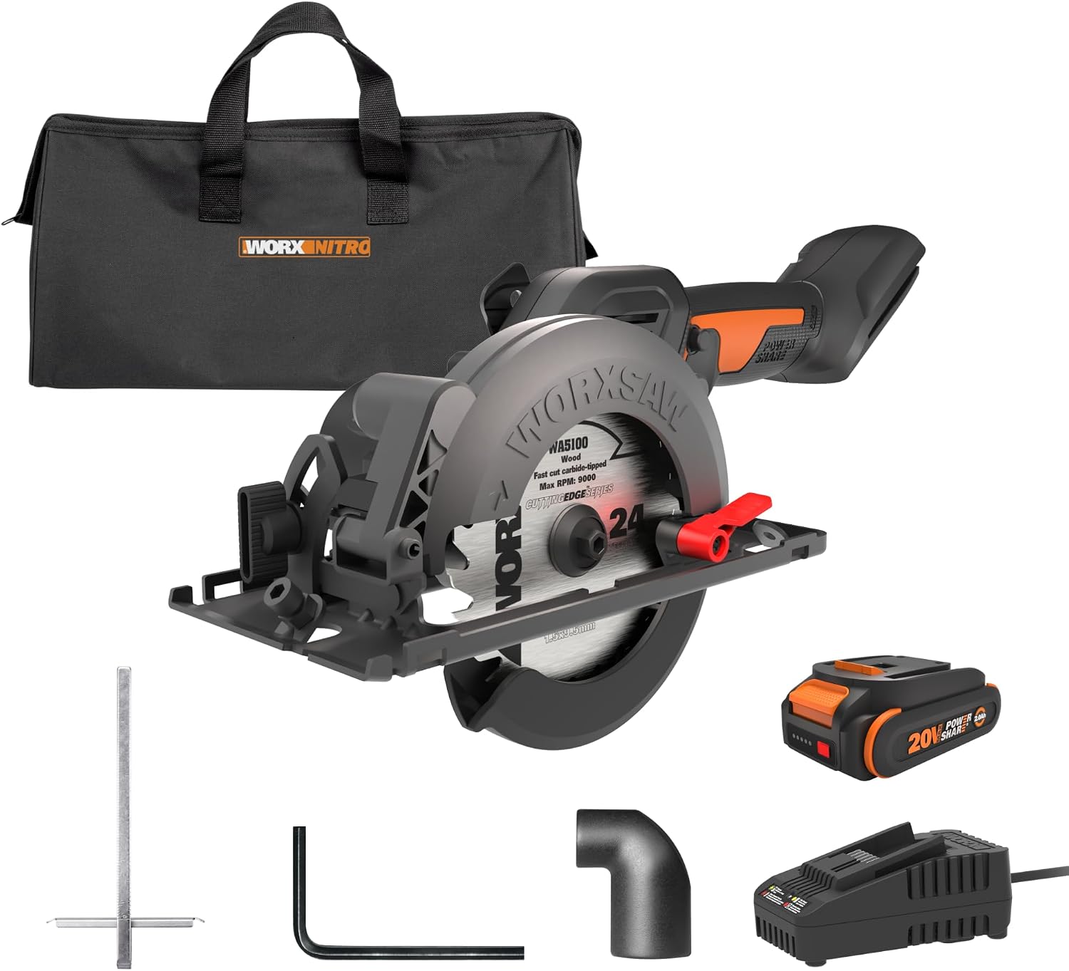 Worx WX531L 20V WORXSAW 4.5' Cordless Compact Circular Saw