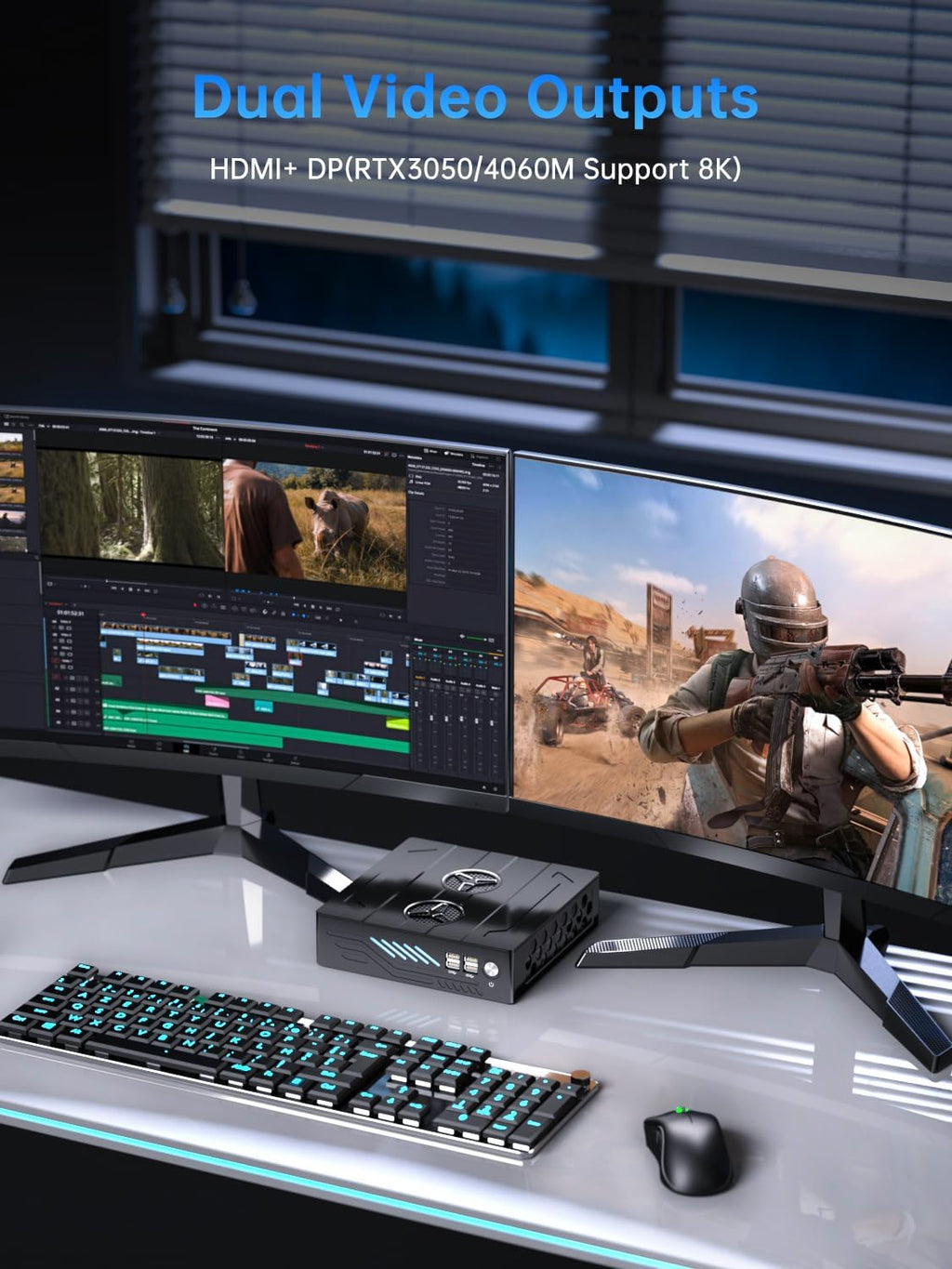 Thdeukoty Mini Gaming Pc i9-12900F(16C/24T, Up to 5.1GHz) 32GB DDR5 1TB SSD, RTX3050 6GB, WIFI6E/BT5.3, RJ45 Port, Optical, 8K Dual Screen Display Mini Desktop Computer for Gaming/Design