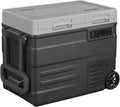 UD65 12V Car Refrigerator,Dual Zone Car Fridge with Wheels,60QT(56.7L) Electric Cooler Portable Freezer,12 Volt Refrigerator -4℉~68℉,12/24V DC 100-240V AC for Camping, Travel, Truck, RV