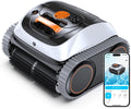 Pool Vacuum for Inground Pools, 4-in-1 Cordless Robotic Pool Cleaner for Above Ground Pools,Triple-Motors,Wall & Waterline Cleaning, App Support, OTA Upgrade up to 1,614 Sq.ft (White Orange)