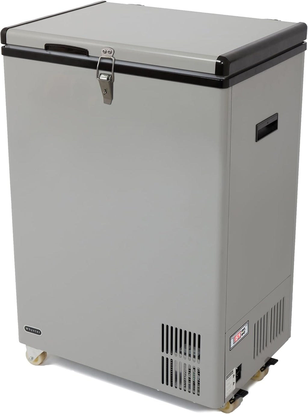 Whynter 95 Qt. Wheeled Portable Refrigerator / Portable Freezer for Travel - Chest Freezer / Fridge for Car, Camping, RVs & More, -8°F to 50°F Temperature Range, AC 110V/ DC 12V, FM-951GW, Gray