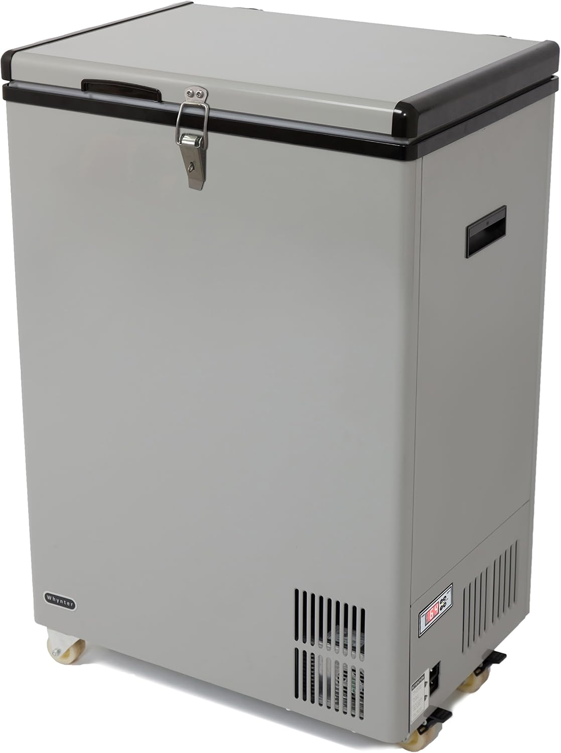 Whynter 95 Qt. Wheeled Portable Refrigerator / Portable Freezer for Travel - Chest Freezer / Fridge for Car, Camping, RVs & More, -8°F to 50°F Temperature Range, AC 110V/ DC 12V, FM-951GW, Gray
