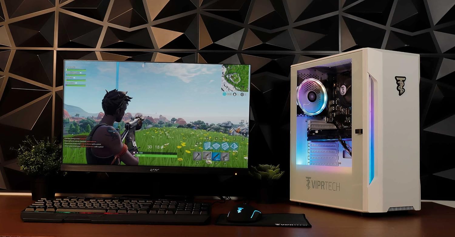 ViprTech Avalanche 2.0 Gaming PC - AMD Ryzen 7 (8c/16t 4.1Ghz Turbo), AMD RX 580 8GB, 16GB DDR4 RAM, 512GB SSD, RGB, WiFi, Prebuilt Computer Desktop Tower, White