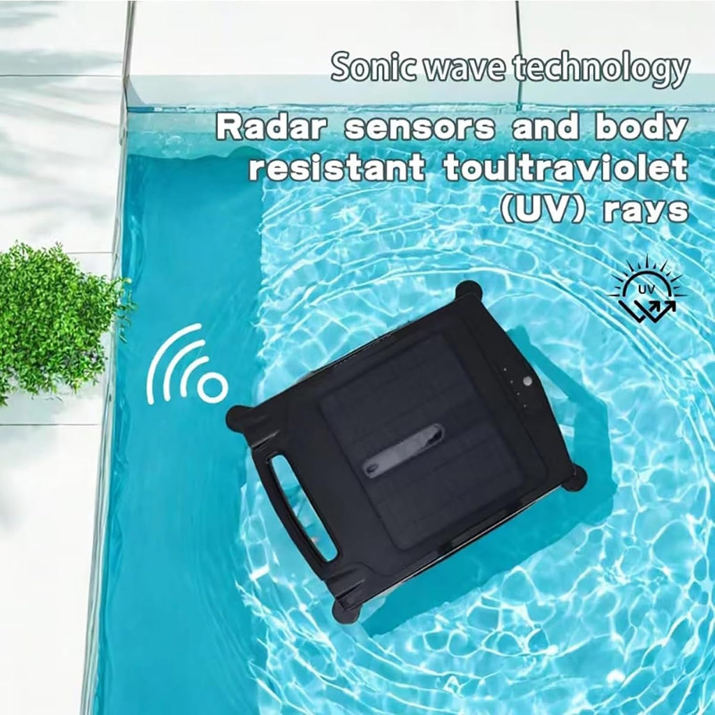 Pool Robot Cleaner, Solar Pool Skimmer Basket Cleaner Robotic, IPX7 Water Proof, Automatic Obstacle Avoidance Dual Charging Options,80㎡ 450um,for Home Use