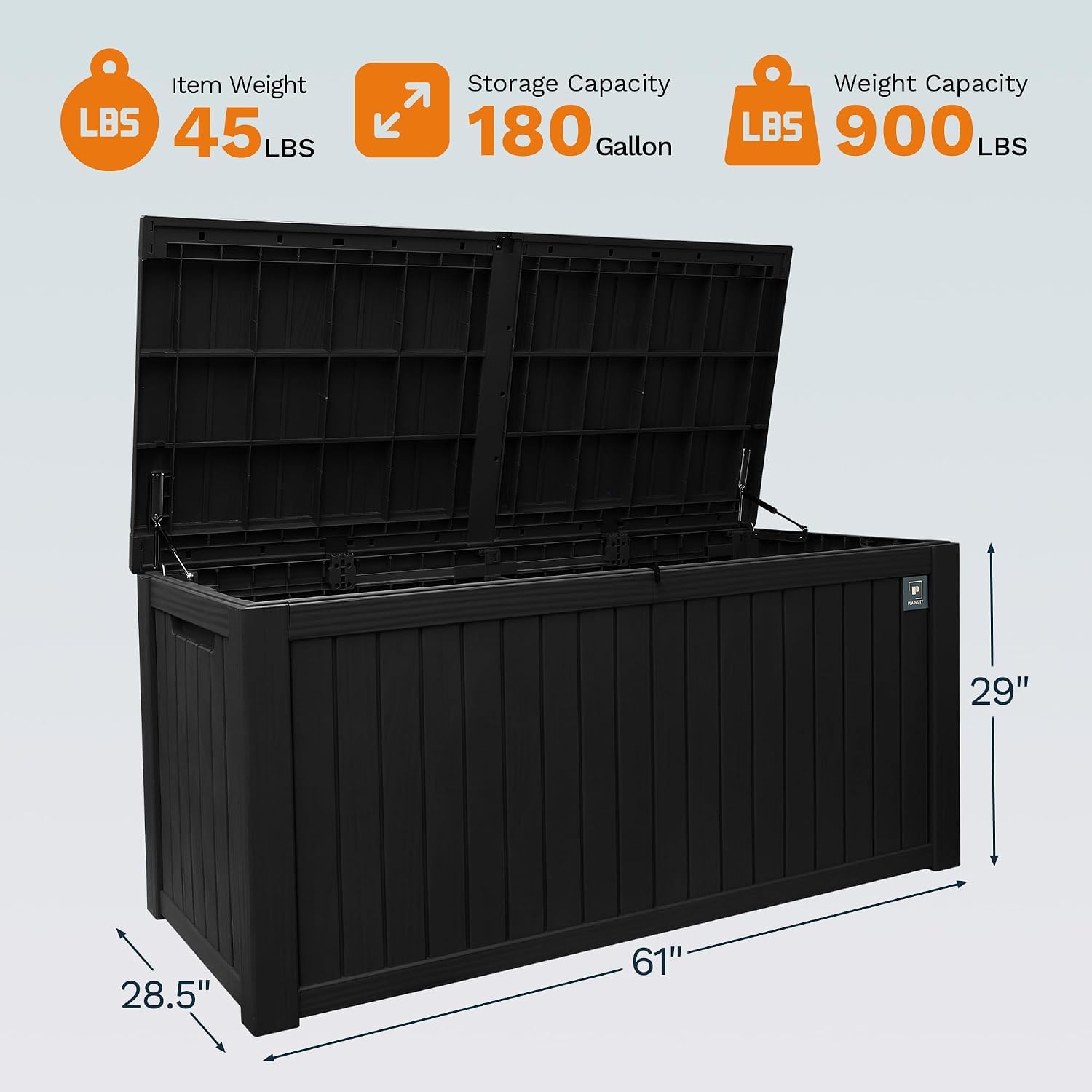 Heavy Duty Storage Box,180 Gallon Black Outdoor Storage Box is Made of Resin for Outdoor, Patio or Indoor Use.