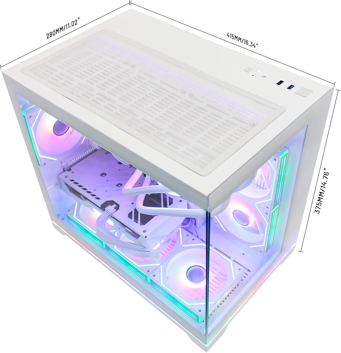 Ocean Park Gaming PC Desktop -AMD Ryzen 5 9600X 6-Core 3.9GHz -GeForce RTX 5060 8GB -32GB DDR5 RAM -1TB PCIe SSD -850W PSU -360mm AIO & APP RGB Fan Control -WiFi & BT -Windows 11 -White