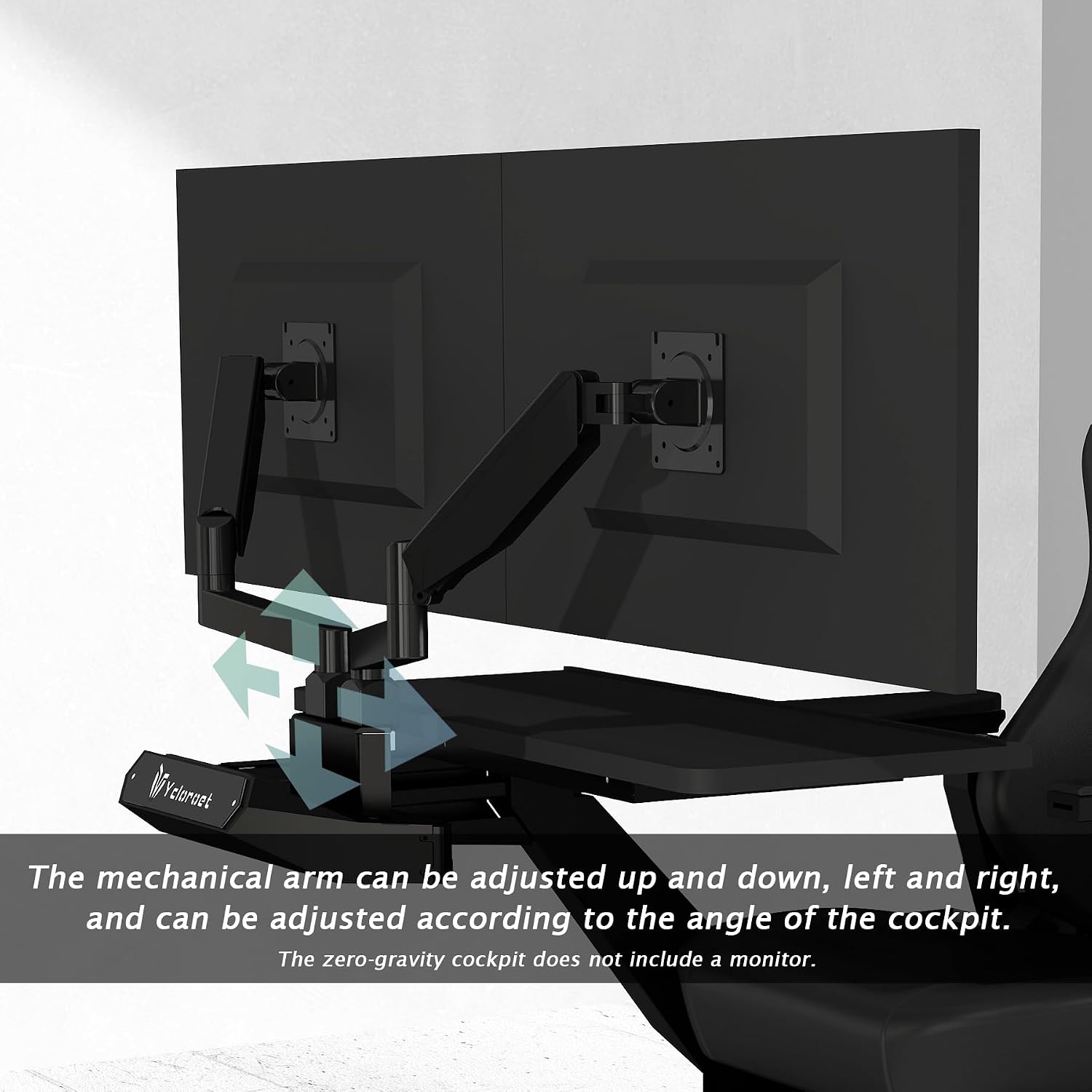 Zero-Gravity Gaming & Office Chair with Dual Monitor Arm, Mobile Reclining Workstation for Home Office and Ergonomic Gaming Setup