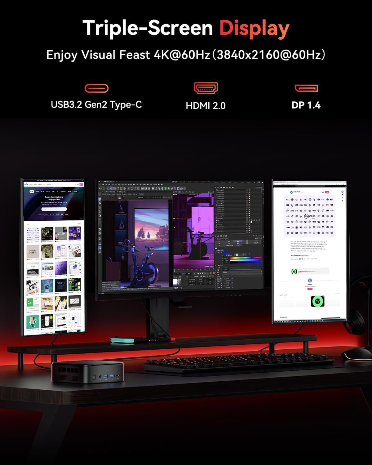 KAMRUI E3B Mini PC, Mini Gaming PC AMD Ryzen 5 7430U 6C/12T, (Beat 5650U,Up to 4.3GHz) Mini Desktop Computer 16GB RAM 512GB SSD，Small Pc Support WiFi 6, BT5.2, Triple Display for Office Home