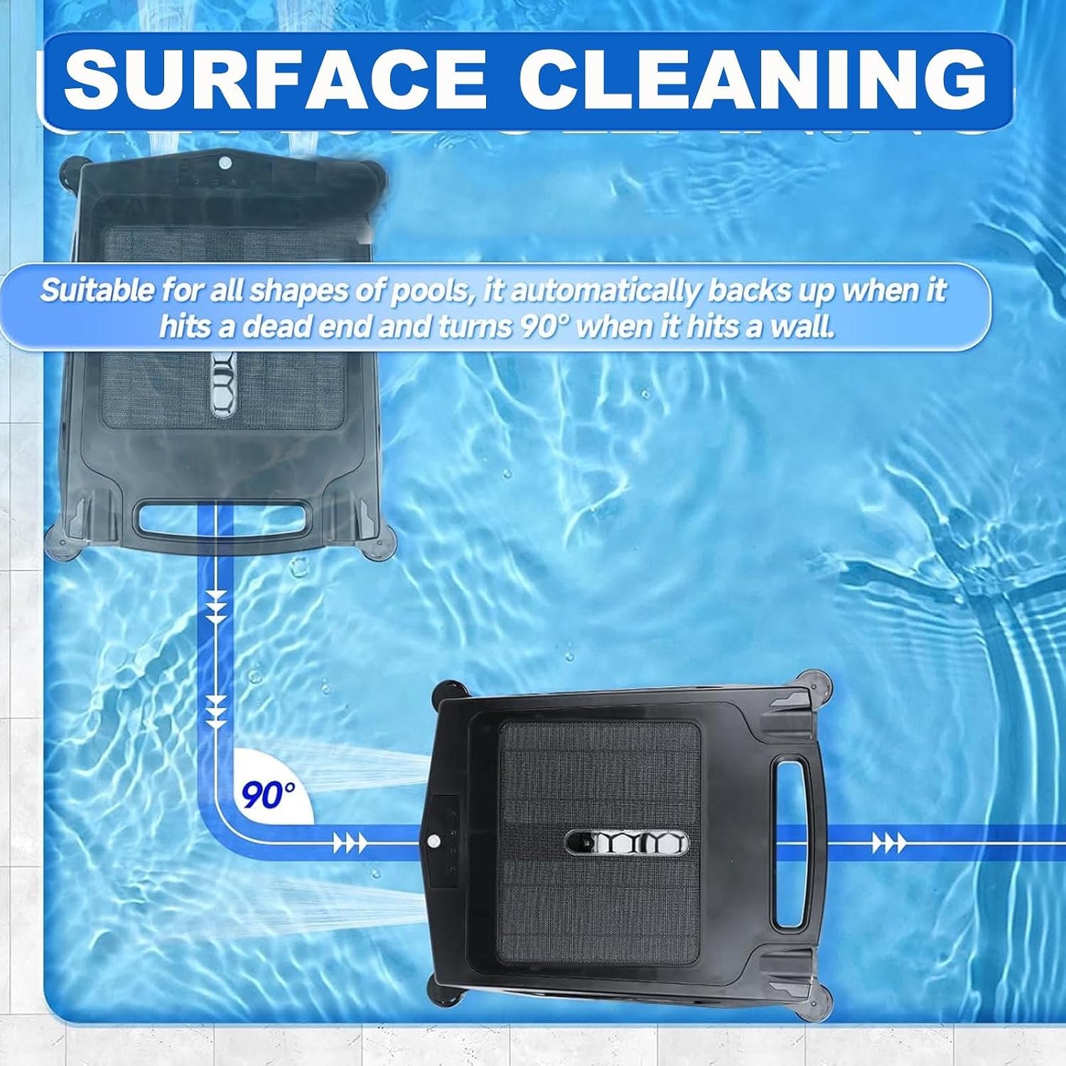 Pool Cleaner Robot Upgrade App,Cordless Solar Ground Pool Skimmer Ai Smart Path Optimization&99.9% Debris Removal,Ipx 7 Waterproof Above & Fast Dual Charging,4.1l Waste Collection Drawer