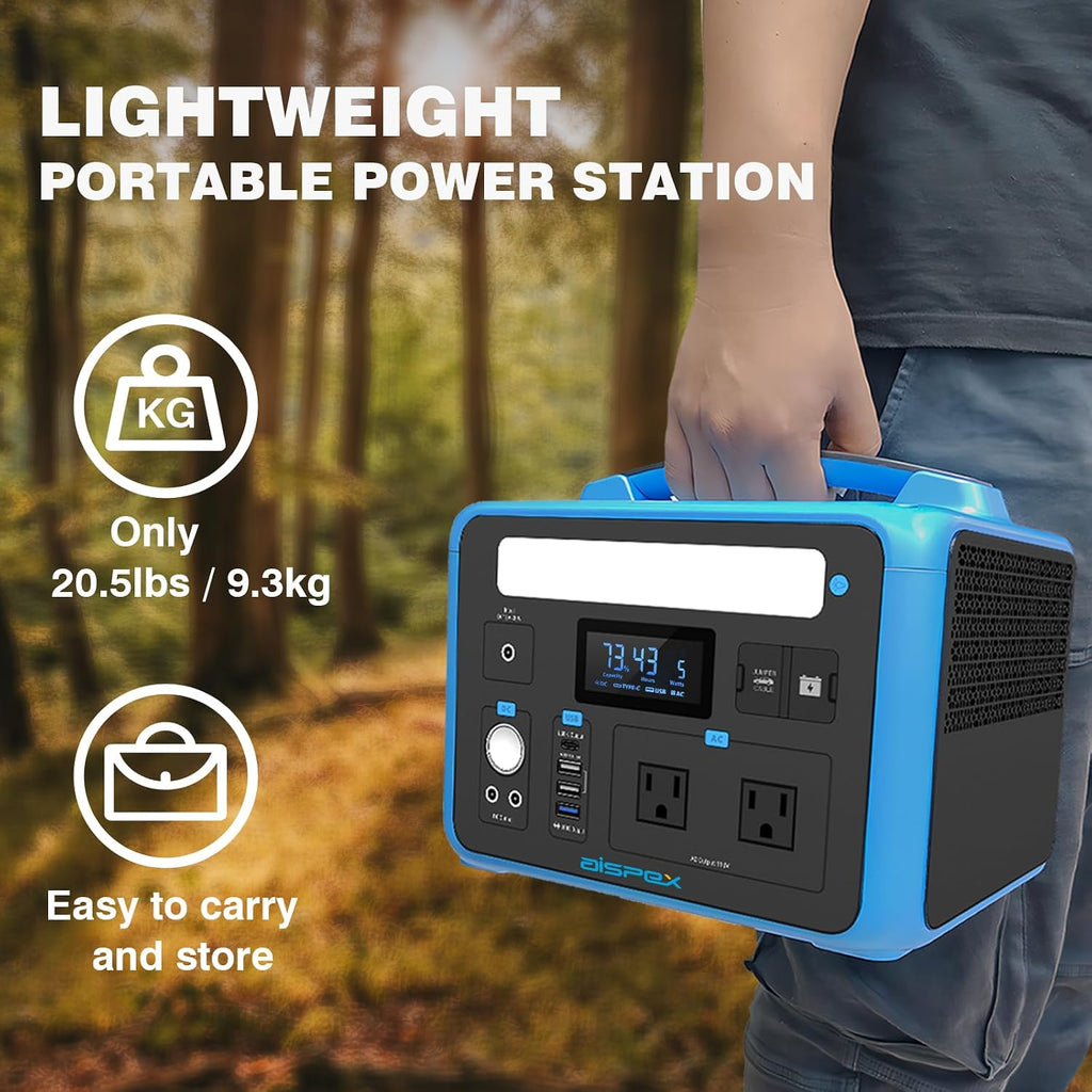 Portable Power Station 640Wh, AISPEX Solar Generator with Jumper Starter, 110V/600W Pure Sine Wave AC Outlet, PD 60W, Lifepo4 Battery Power Stations for Home Backup RV/VAN Camping Travel Emergency