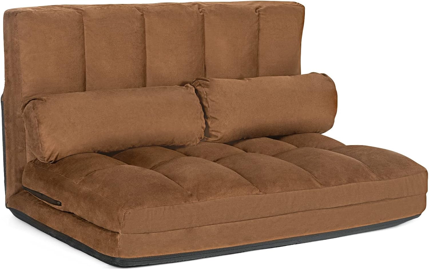 DORTALA Foldable Floor Sofa, 6-Position Adjustable Lounge Couch with 2 Pillows & Suede Cloth Cover, Modern Lounge Mattress Video Gaming Lazy Couch, Suede Floor Seating Sofa, 71' x 44.5', Beige