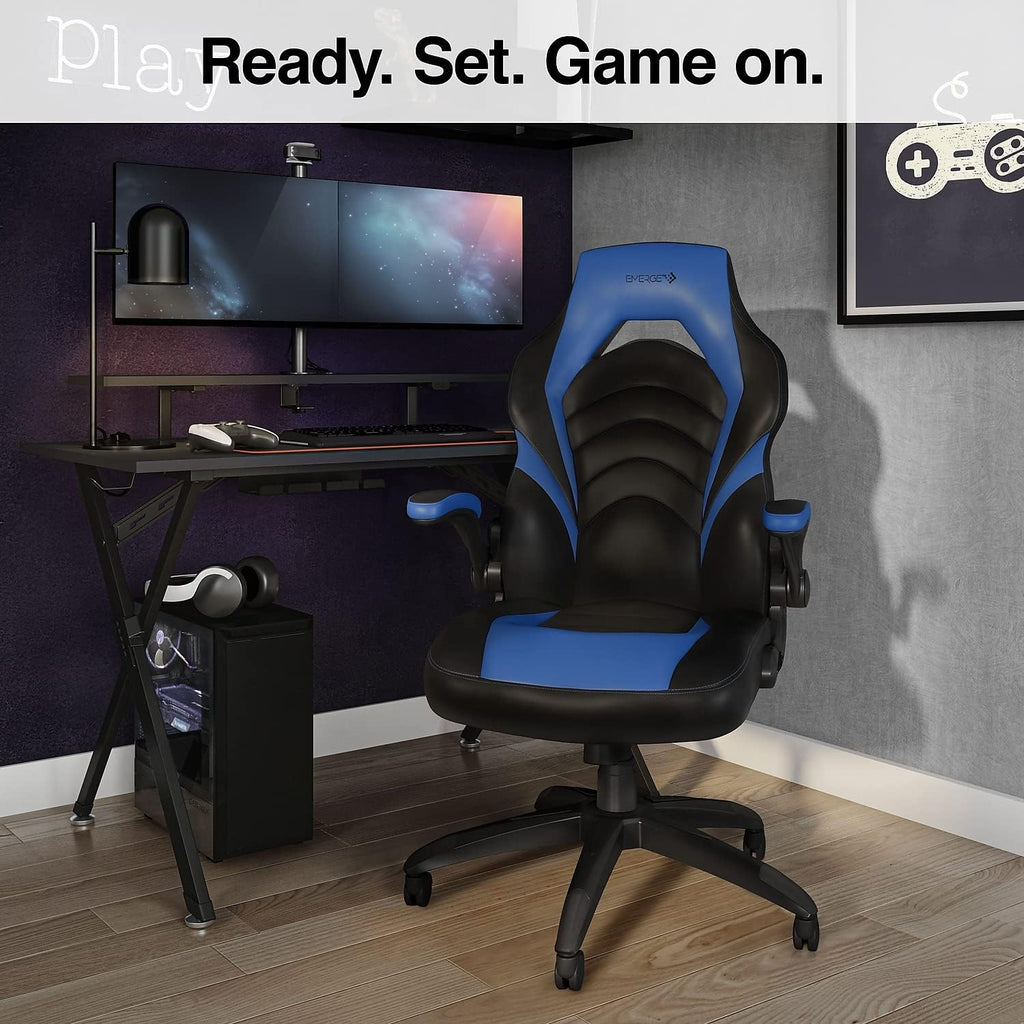 Staples Emerge Vortex Gaming Chair, Ergonomic, Adjustable Height, Swivel, Black, 2-Pack