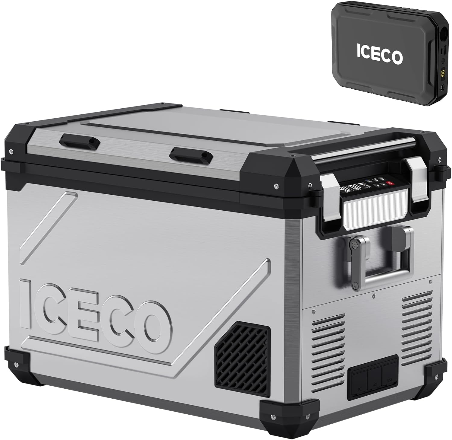 ICECO 55L 12v Refrigerator Dual Zone Bluetooth Controlled Portable Freezer, with SECOP Compressor, DC 12/24V, AC 110-240V, for Truck, RV and Home, -4℉~68℉, With Magnetic Battery