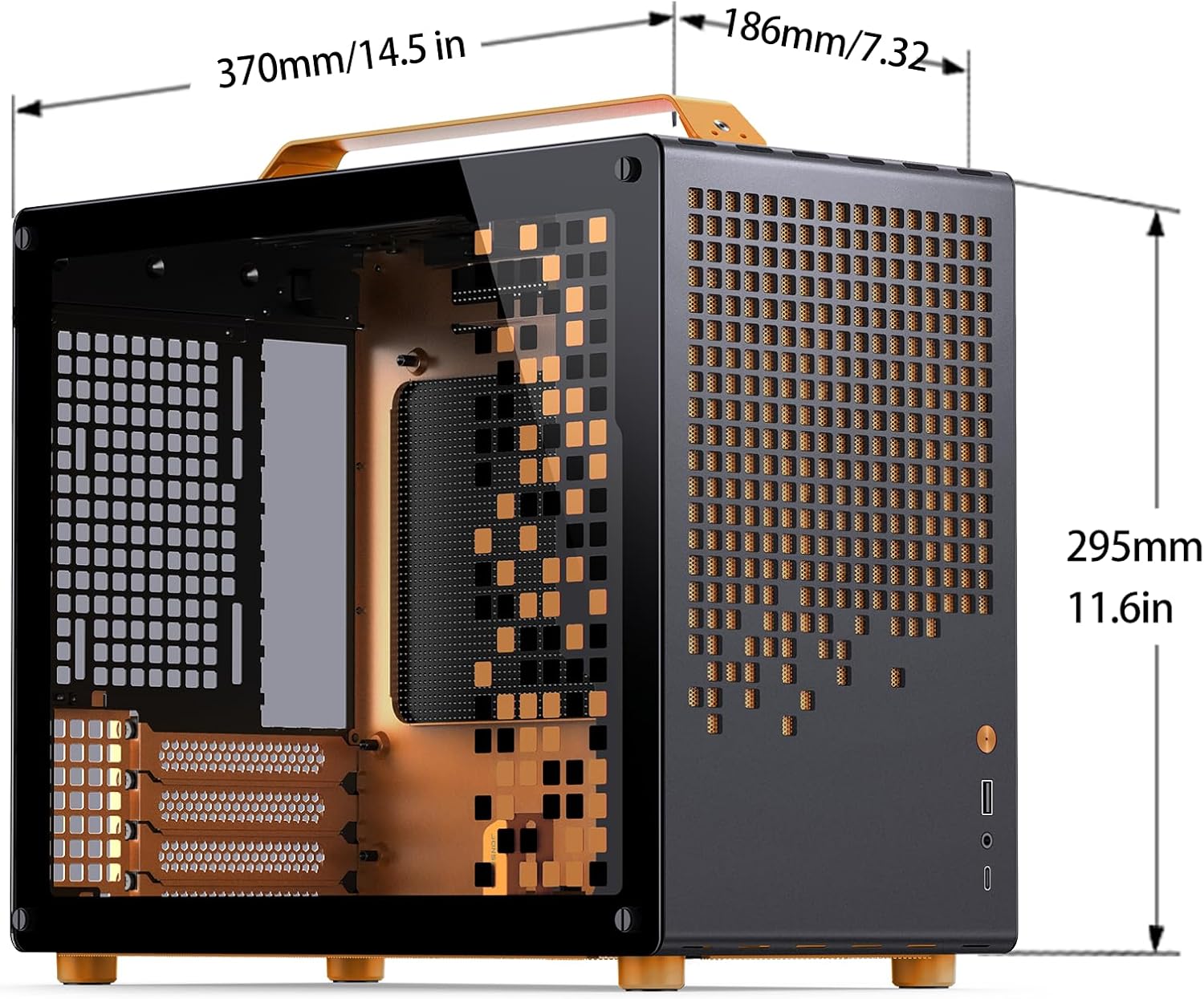 JONSBO/JONSPLUS Z20 Orange/Black Micro-ATX Mini Tower Pc Case,with Detachable Carrying Handle, Mini Size, High-Performance Hardware Compatible, Support 240AIO, H160mm Cooler,Orange/Black