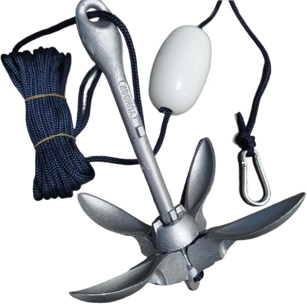 Folding Anchor, Boat Anchor Folding Grapnel Marine Grade Rope,for Small Boats Canoe Paddle Boards