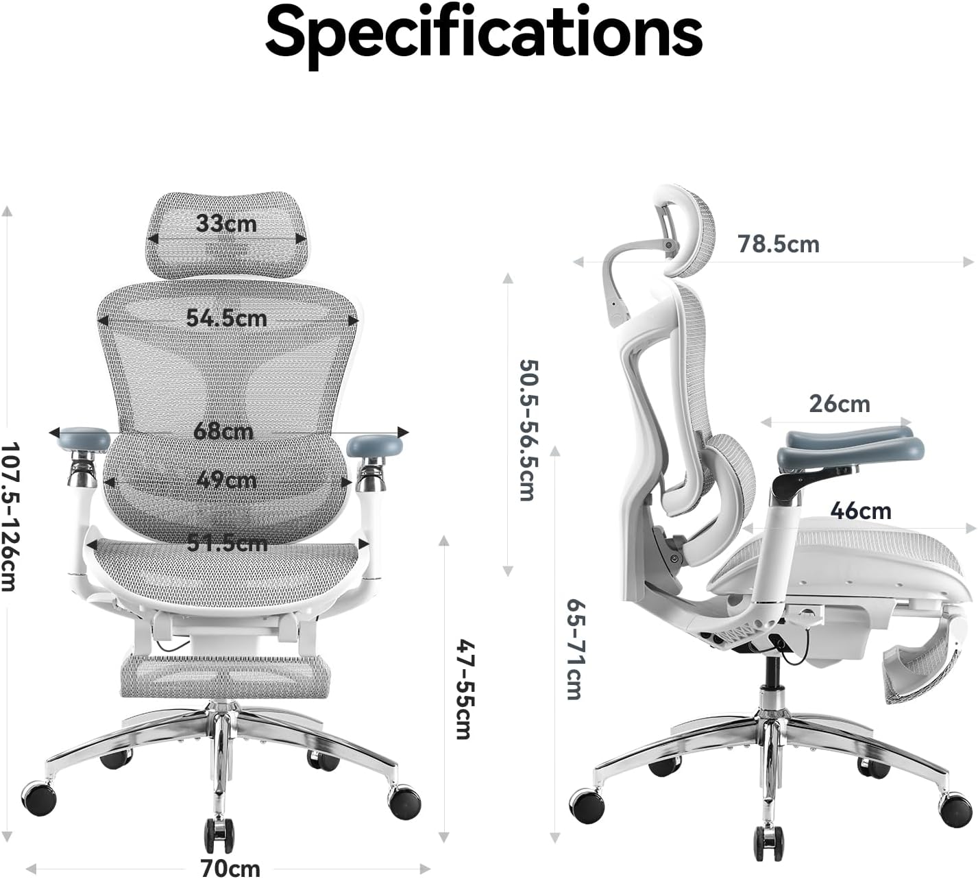 SIHOO Doro C300 Pro Ergonomic Office Chair with Footrest, Ultra-Soft 6D Armrests, Dynamic Lumbar Support, and Seat Depth Adjustment for Office (Grey)