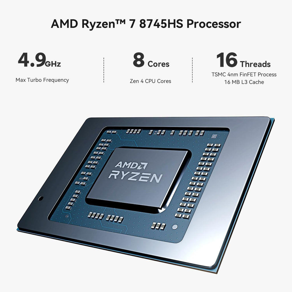 Beelink SER8 Mini PC, AMD Ryzen 7 8745HS 8C/16T, 32GB DDR5 1TB M.2 PCle4.0 SSD Mini Desktop Computer, HDMI+DP+USB4 Triple Display Output, WiFi 6, 2.5G LAN, Bluetooth 5.2 W-11 Mini Gaming Computer