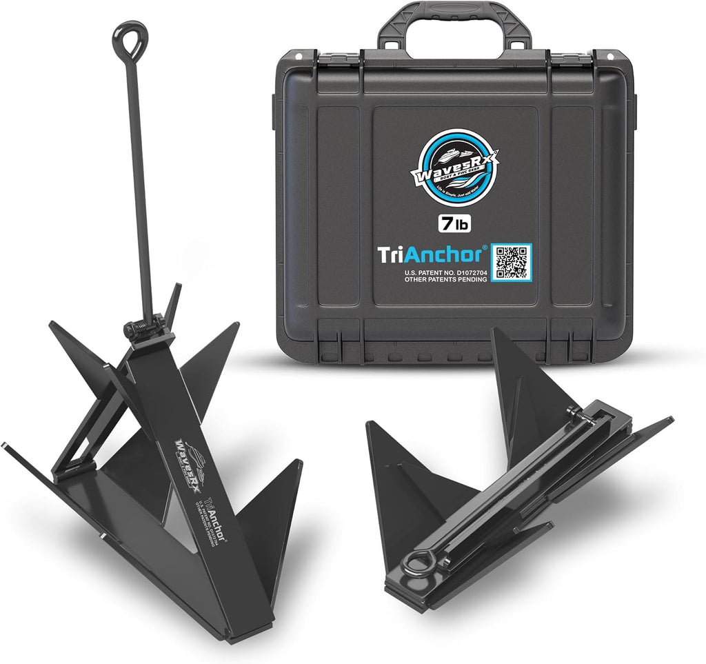 WAVESRX TriAnchor - Stainless Steel Folding PWC & Boat Anchor | Sets Instantly for Effortless Boat & Jet Ski Anchoring | Compact Patent-Pending Design Grips Better Than Plow, Fluke or Box Anchor