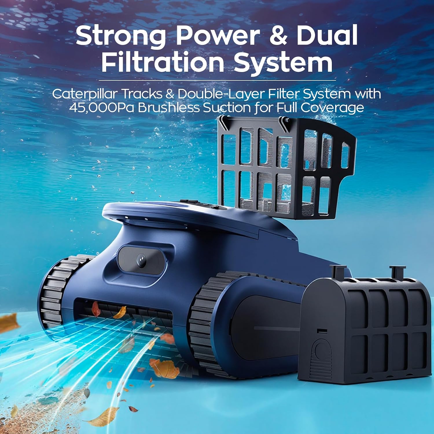 Cordless Robotic Pool Cleaner, Pool Vacuum 180W Brushless Motor, 45000Pa Suction, Wall & Waterline Climbing, Auto Path Mapping, for Pools up to 2150 Sq.Ft.