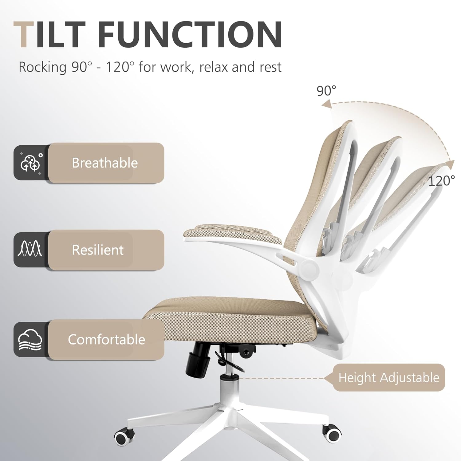 balmstar Office Chair Desk Chair, Ergonomic Mesh Computer Chair with 90-130° Recline & 360° Smooth-Rolling Casters, Adjustable Lumbar Support Task Chair for Home Office, Comfortable for Women, Teens