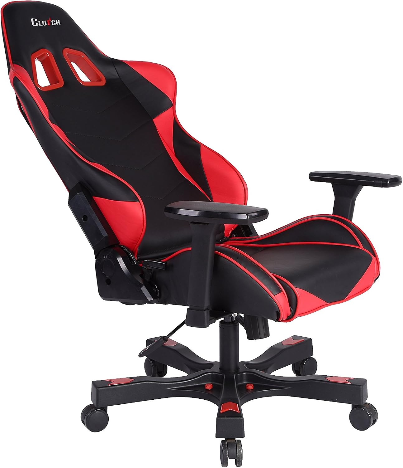 Clutch Chairz Crank Series Gaming Chair - Premium Ergonomic Design, Lumbar and Head Support Pillows - Black/Red