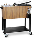 80 Quart Rolling Ice Chest Cooler Cart,Patio Backyard Party Drink Beverage Bar Stand Up Cooler Trolley with Ice Scoop