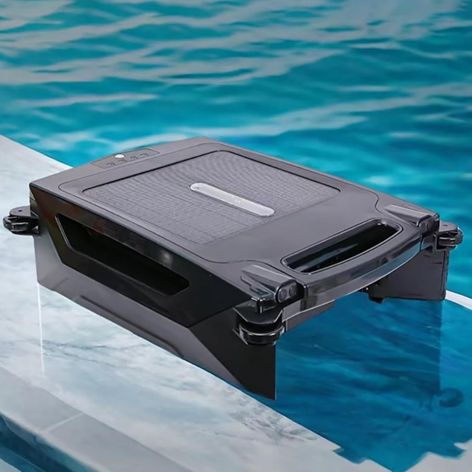 Pool Robot Cleaner, Solar Pool Skimmer Basket Cleaner Robotic, IPX7 Water Proof, Automatic Obstacle Avoidance Dual Charging Options,80㎡ 450um,for Home Use
