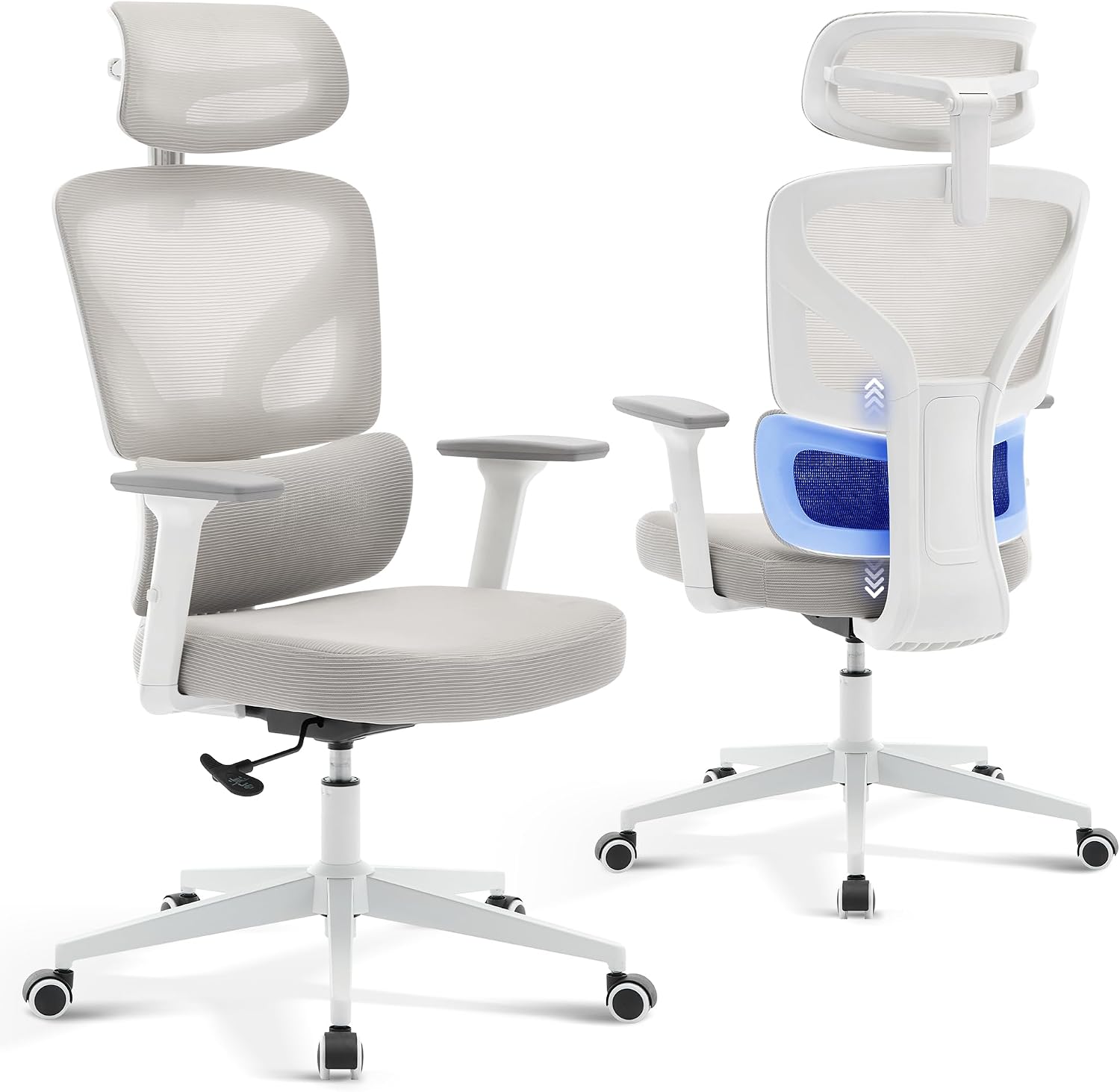 Office Chair Ergonomic Desk Chair - Home Mesh Office Desk Chair with Adjustable Lumbar Support, High-Back Computer Gaming Chair with Headrest 3D Armrests, Rolling Swivel Task Chairs for Home, Office
