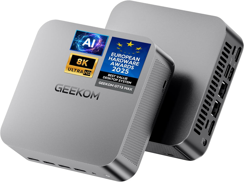GEEKOM GT13 MAX Powerful AI Mini PC, with Intel 14th Core Ultra 9 185H |16GB RAM＆1TB NVMe SSD|Intel Arc Graphics|2.5G LAN|WiFi 7 |8K Video Editing|Windows 11 Pro|3-Year Warranty|SD Solt